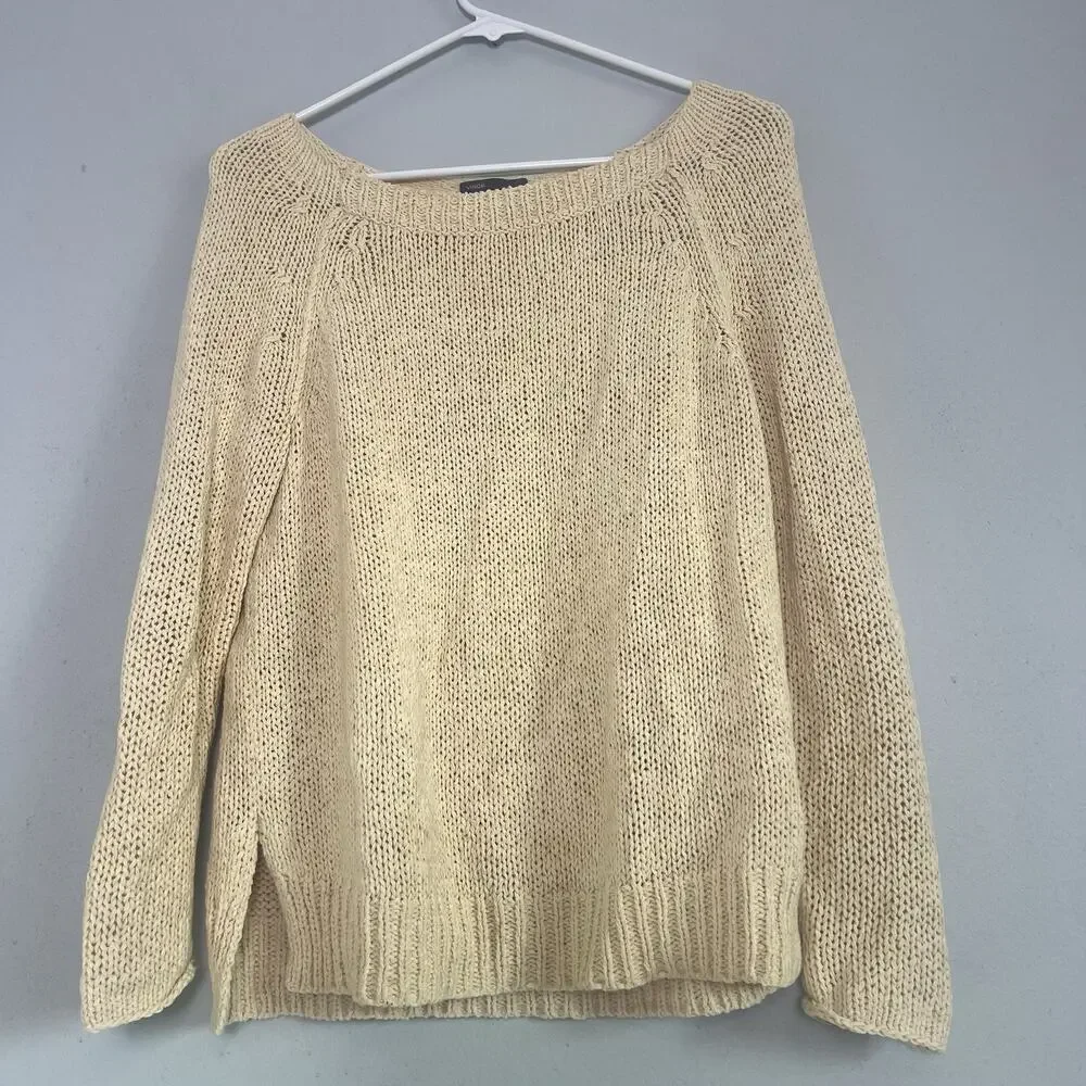 NOT FOR SALE!- Vince Womens Cable Knit Crew Neck Sweater Cream Sz XS - Picture 1 of 10